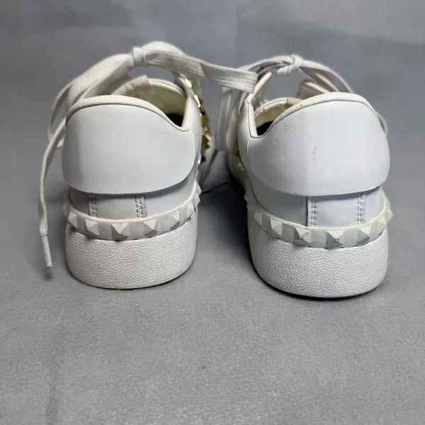 Valentino Garavani Rockstud Untitled White Leather Sneakers Gold Studs 39 - Image 4