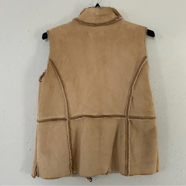 Live A Little Faux Suede Faux Fur Tan Vest Bohemian Casual Western 70s Retro XL - Image 4