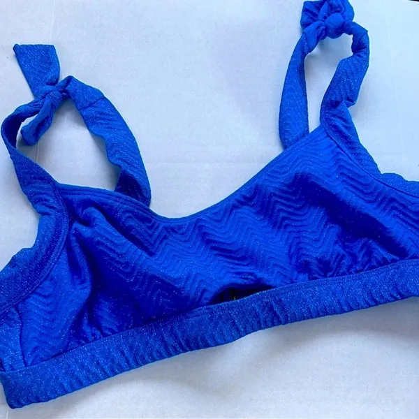 NWOT Sugar Beach Cobalt Blue Glitter Chevron Swim Bikini Set Sz Medium - Image 10