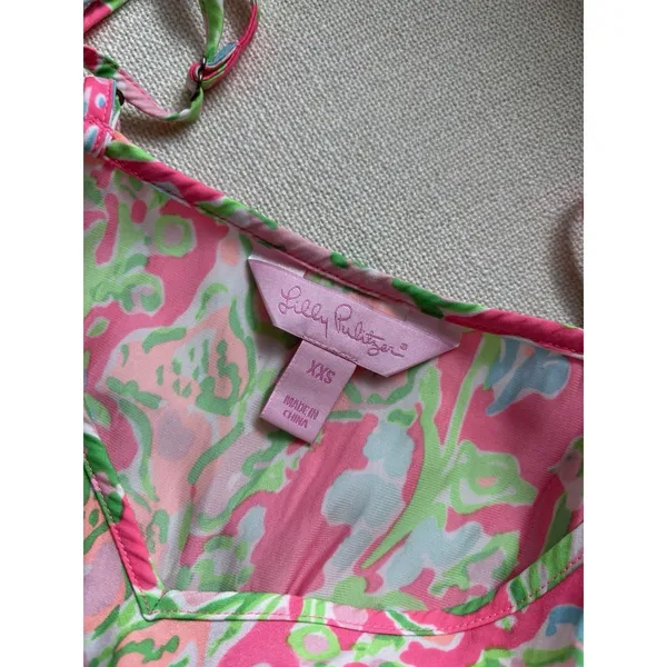 Lilly Pulitzer Deanna Romper‎ XS Pink Flamingo Tropical Floral Sleeveless - Image 4
