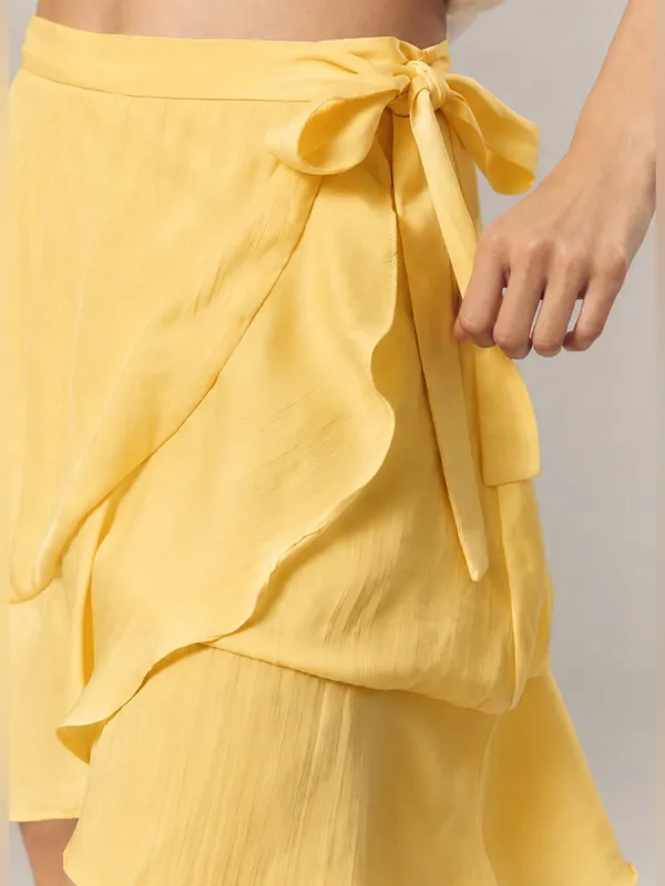 Anthropologie Maeve‎ Ruffle Mini Skirt in Sunray Yellow Small NWT - Image 4