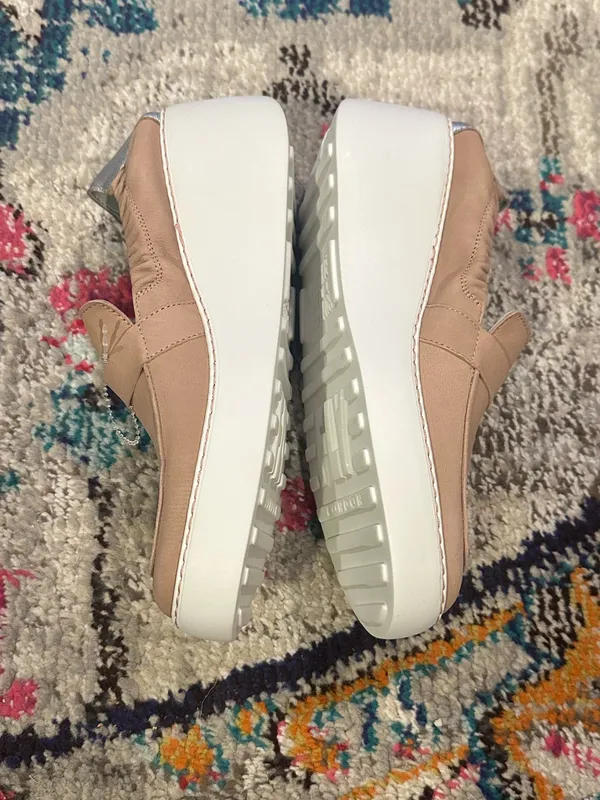FLY LONDON Duli Platform Wedge Loafers Shoes Tan Beige Silver 40 - Image 3