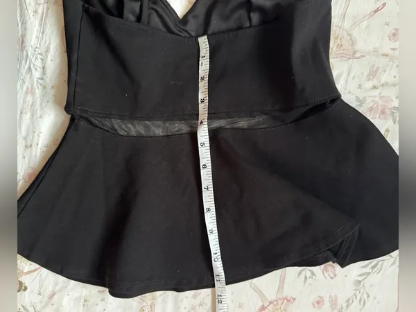 Lulus Keen Interest Black Mesh Peplum Top Size Medium M - Image 13