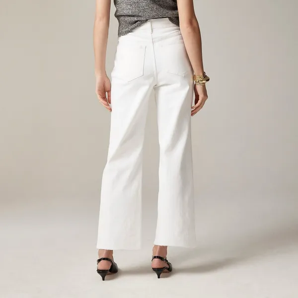 NWT!! J. CREW '96 Slim Wide Jeans Retro Raw Hems Solid White Preppy Frayed 33 - Image 7