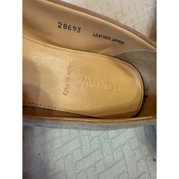 J.Crew Tan Suede Ballet Flats Back Zip Made in Italy 28693 Beige Round Toe 7.5 - Image 6