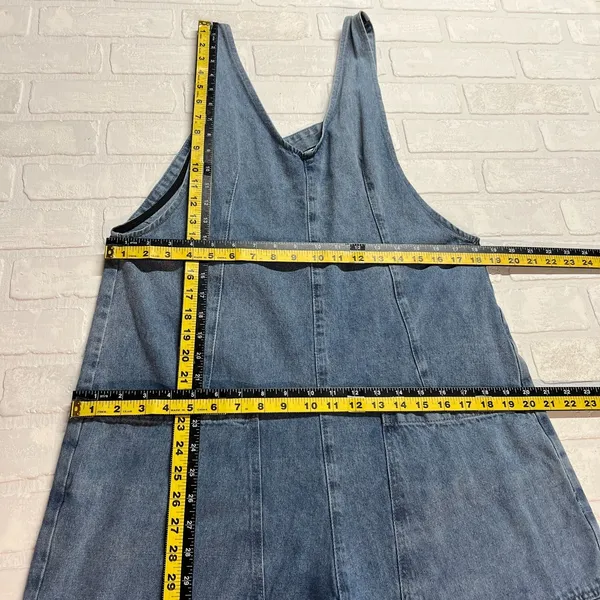 Denim Jean Baggy Overall Jumpsuit Womens Small Blue Sleeveless Adjustable Straps - Image 13