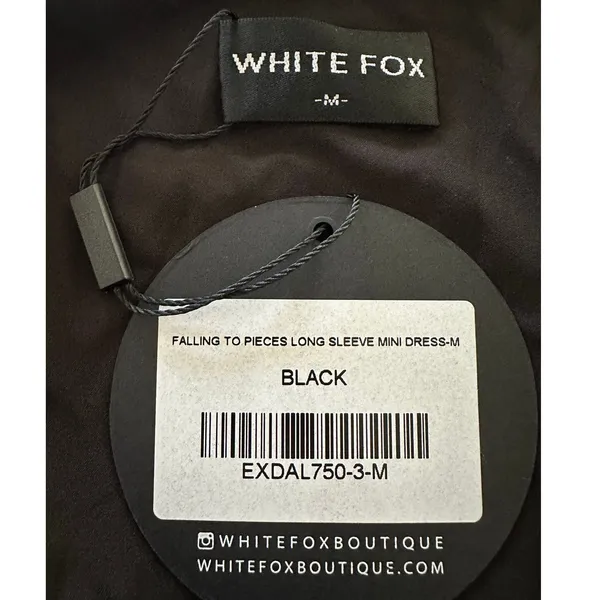 White Fox "Falling To Pieces" Long Sleeve Mini Dress in black size medium - Image 6