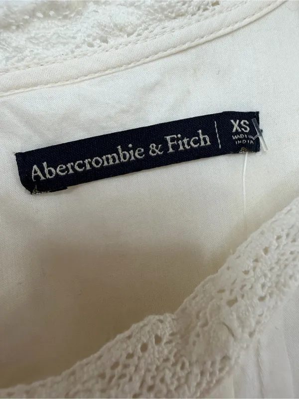 Abercrombie & Fitch Cream Cotton Lace Mini Shirt Shift Dress XS NEW $68 - Image 6