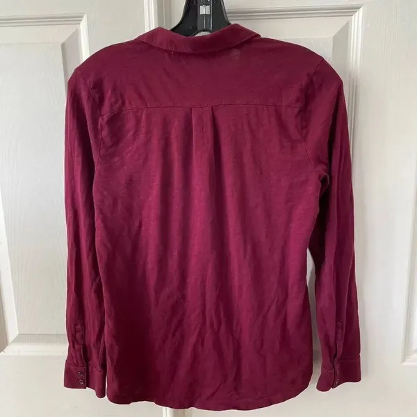 Loft burgundy long sleeve button down - Image 2