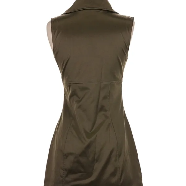 Bebe Olive Zip-Up Mini Vest Dress - Image 2