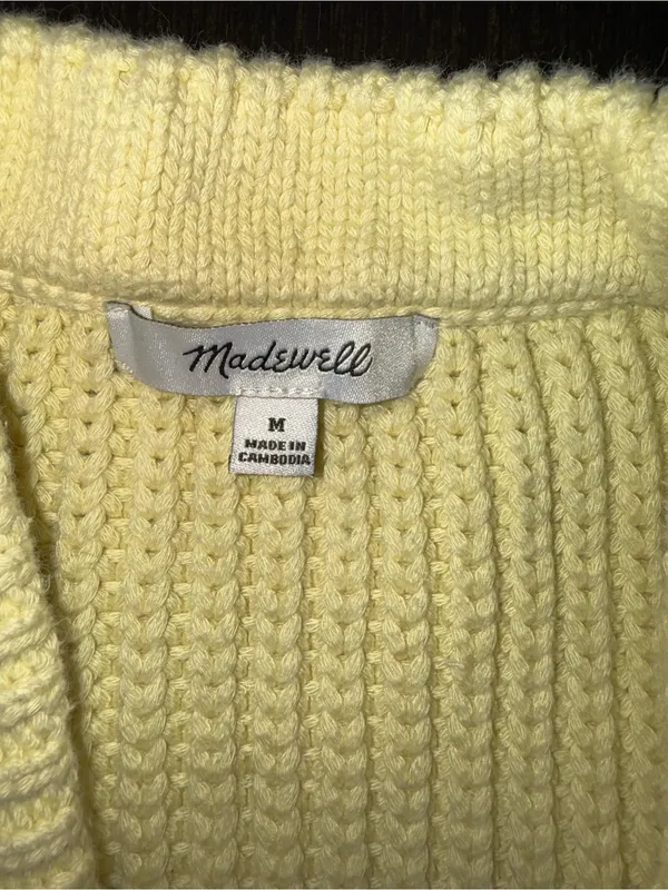 Madewell Butter Yellow Knit Sweater Vest Sleeveless Chunky Knit Preppy Boho - Image 6