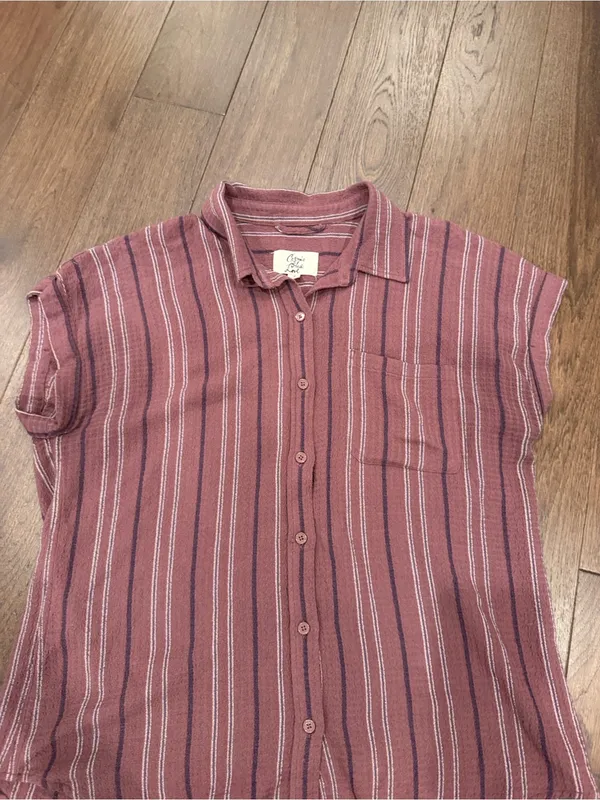 Cosmic Blue Love Mauve Striped Button-Front Top in Size Medium - C71-013 - Image 3