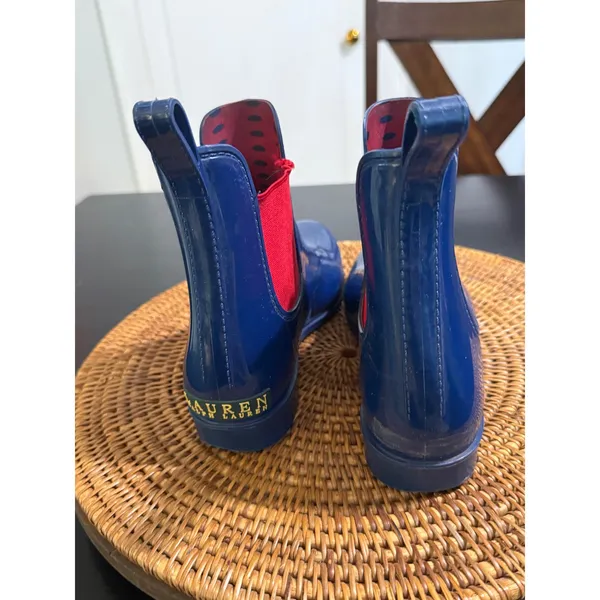 Lauren Ralph Lauren Tally Navy Blue Red Chelsea Rain Boots Womens 9 - Image 2