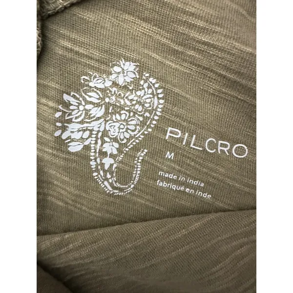 Pilcro Anthropologie Women Medium Moss Green‎ Ruffle Open Back Tunic Tee R20 - Image 7