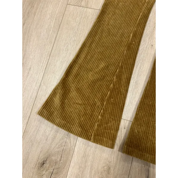 Aerie Mustard Gold Corduroy Flare Leggings High Waisted Size M Long Ribbed Pants - Image 2