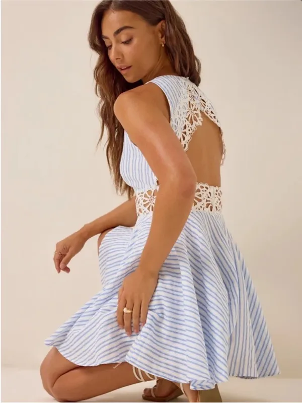 Altar’d State Loueanna Striped Eyelet Dress - Image 9