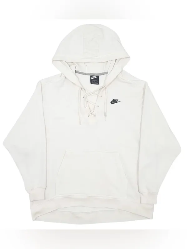 Nike White Lace-Up Hooded Pullover NWT Size Medium - Image 7