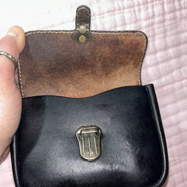 Vintage Black Genuine Leather Pouch for Belt - Image 8
