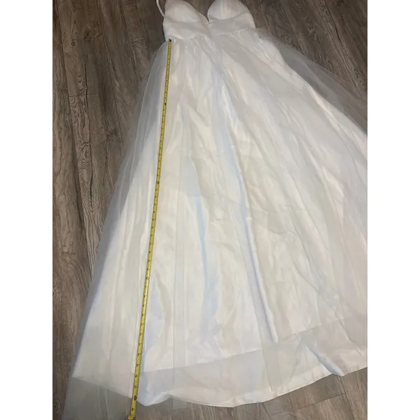 White Satin with Tulle Lace Up Back Wedding Prom Dress Bridal Gown‎ - Image 8