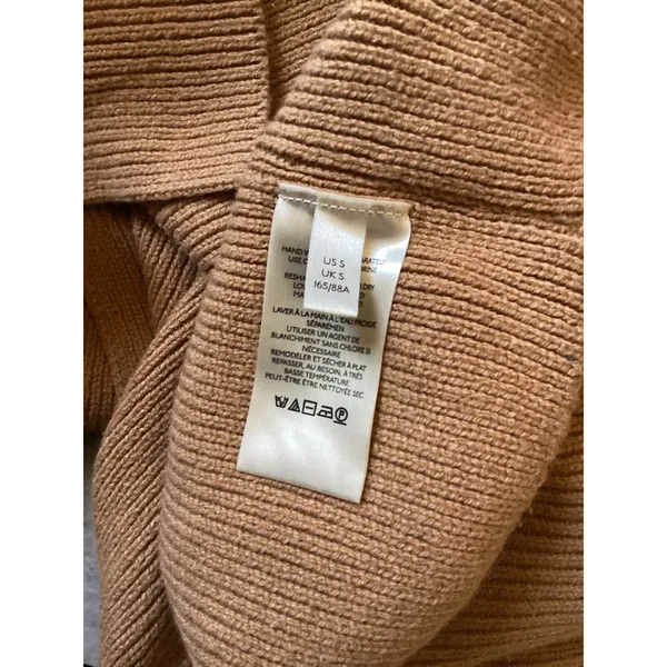 Free People Ottoman Slouchy Tunic Sweater Camel Brown Ribbed Knit Mock Neck S - Image 6