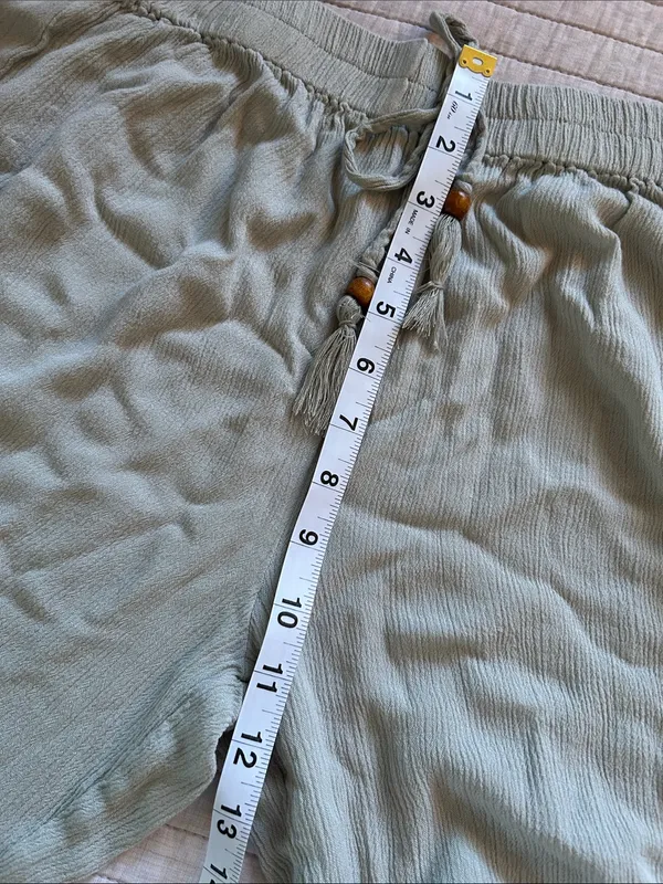 Anthropologie Salty lemon sea sage green pull on wide leg sheer beach boho pants L - Image 8