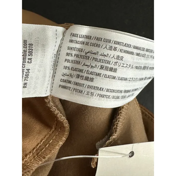Abercrombie‎ & Fitch Vegan Leather Shorts Womens XS Camel Tan High Waist HE25 - Image 6