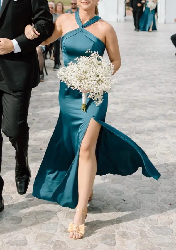 Ink Blue Azazie cross halter dress - Image 3