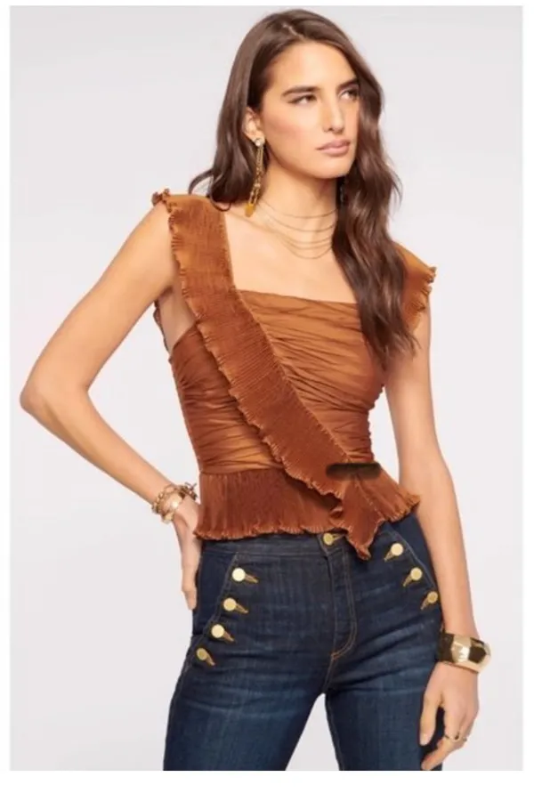 Ramy Brook Kathy Ruffle Peplum Top in Copper BNWTS $325.00 - Image 2