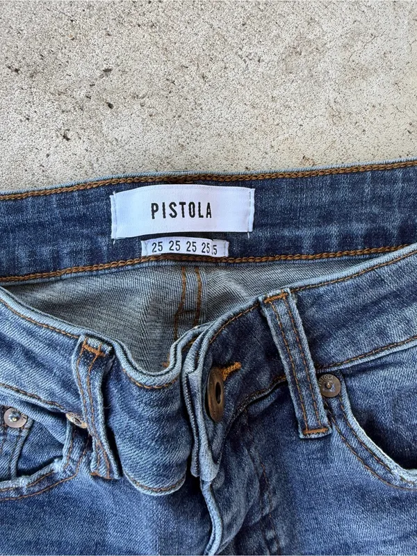 Pistola High Rise Distressed Skinny Jeans Women’s Size 25 Raw Hem Stretch Denim - Image 4