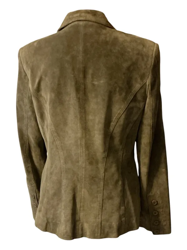 Alfani Women’s Brown Suede Leather Blazer Jacket Size Medium Button Front - Image 2