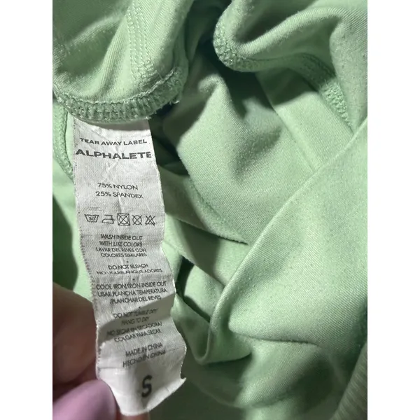 Alphalete Alphalux Sage Green High Waisted‎ V-Back Athletic Shorts Womens Size S - Image 4