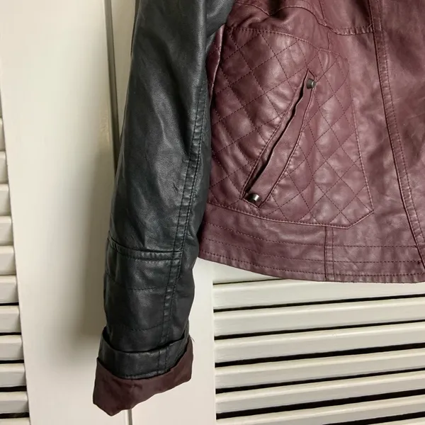 LG B Bernardo Collection Burgundy moto Jacket - Image 4