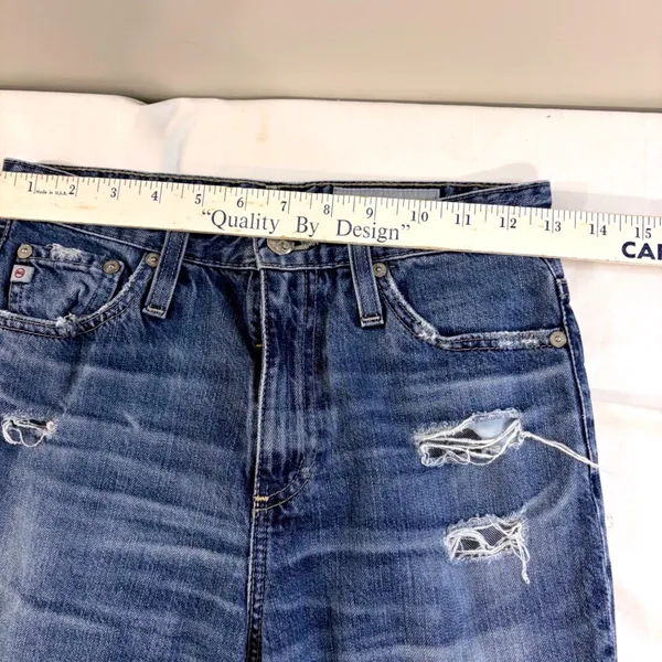AG‎ Adriano Goldschmied The Phoebe High Rise Distressed Straight Leg Jeans 25R - Image 4