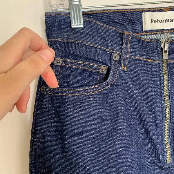 Reformation Brooke High Straight Zip Jeans Womens Size 26 Dark Wash Blue - Image 8