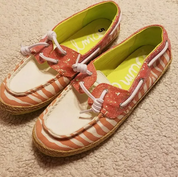 NWOT Sam Edelman zebra print pink slip on loafer RARE canvas boat shoes sz 7 - Image 2