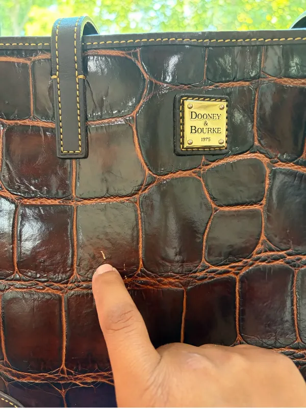 Dooney & Bourke Dark Brown Croc-Embossed Leather Tote - Image 5