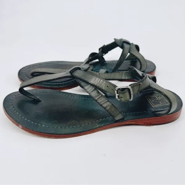Frye Taylor Sandals‎ Leather Thong Blue/Green Women’s 8.5 Bohemian - Image 2