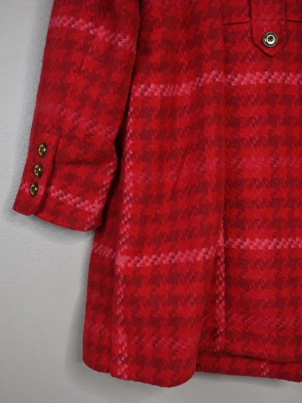 Cabi Women's XL Red Plaid Shawl Collar Evita Coat - Image 7