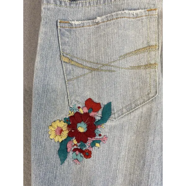 Aeropostale Jeans Womens 32x32 Blue Flower Embroidery Flare Tag 7/8 Indie Boho - Image 10