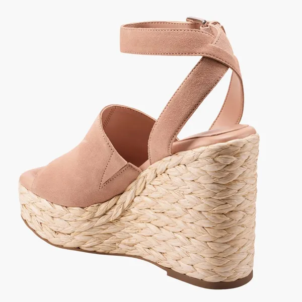 NEW MARC FISHER LTD Nelly Ankle Strap Wedge Sandal In LIGHT NATURAL 111 - Image 3