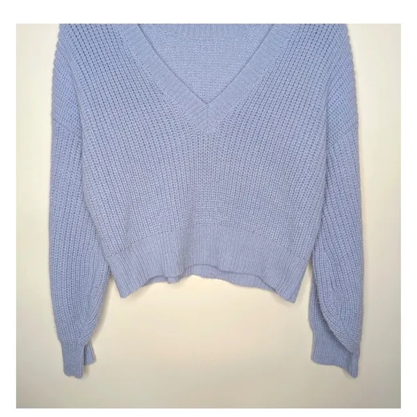 Lulus Blue Crop Reversible Knit Sweater XS‎ Balletcore Coquette Romantic Coastal - Image 11
