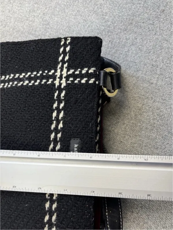 kate spade Vintage Y2K Made in Italy Black and White Plaid Wool Tweed Bag. - Image 10