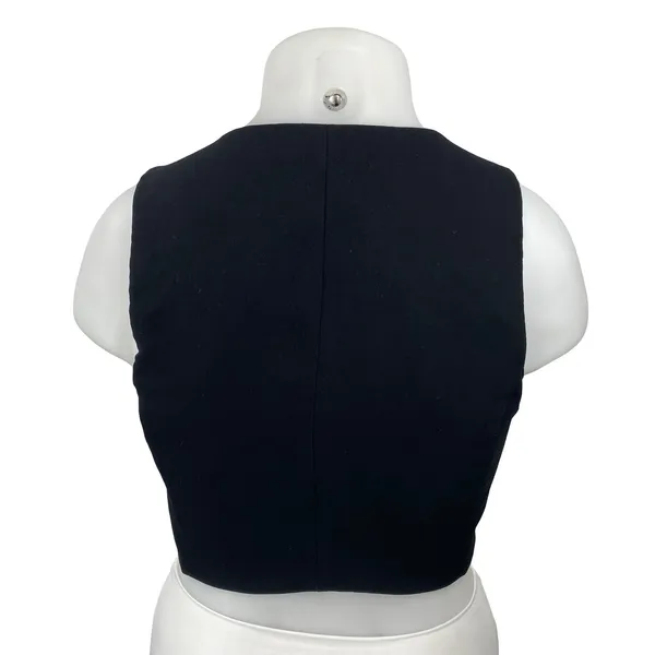 Aritzia Wilfred Dauphine Women's Black Deep V Neck Sleeveless Crop Tank Top Sz L - Image 4