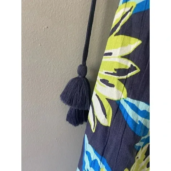 Aerie Gauzy Cotton Floral Tassel Swim Cover‎ Dress Size S Blue Green Boho Beach - Image 4