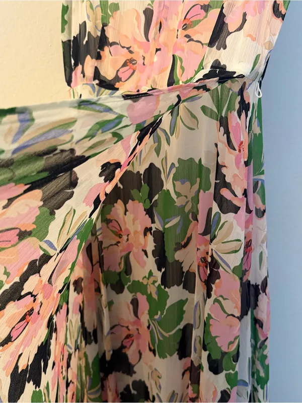 Tommy Hilfiger Floral High-Low Chiffon Maxi Dress - Pink & Green size 8 - Image 5