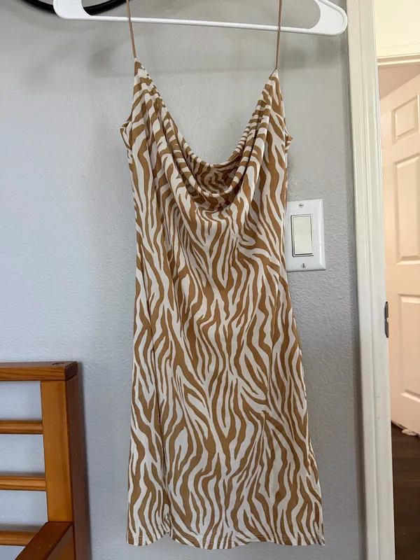Zebra Animal print mini dress Brown - Image 7