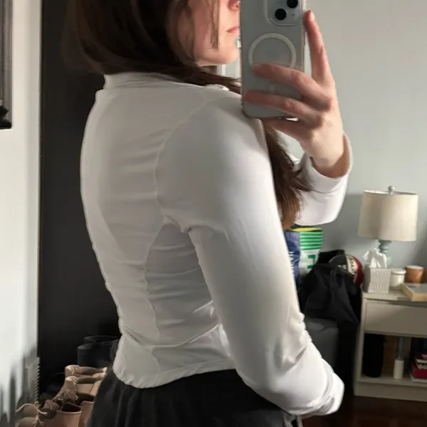 Cropped Workout Zip Up Jacket White Size M - Image 2