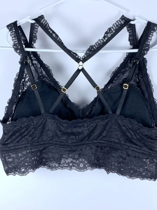 Aerie Bralette XL Black Lace Strappy Racerback Wireless Pullover Bra - Image 5