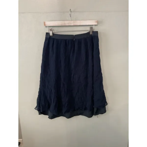 J.Crew Womens Skirt Navy Blue Textured Silk Blend A-Line Size 12 - Image 4