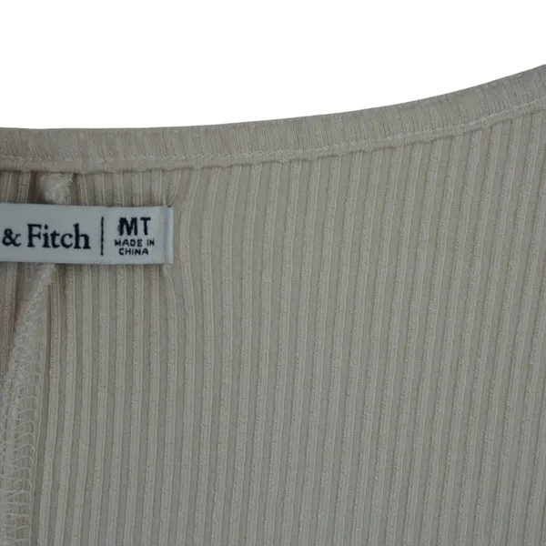 Abercrombie & Fitch‎ Ribbed Fitted Cream 90s Tshirt Dress Size MT - Image 3
